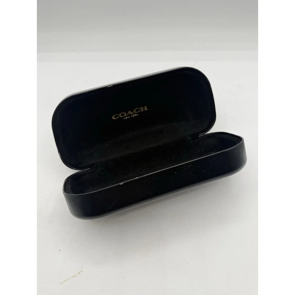 COACH EYEWEAR Large Black Faux Leather Hard Clamshell Wrap-Around Sunglass Case